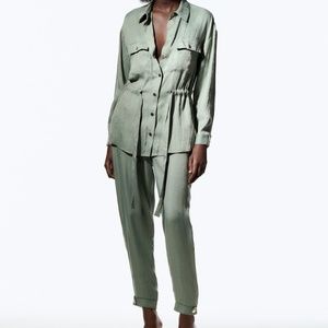 Zara Belted Satin Effect Overshirt